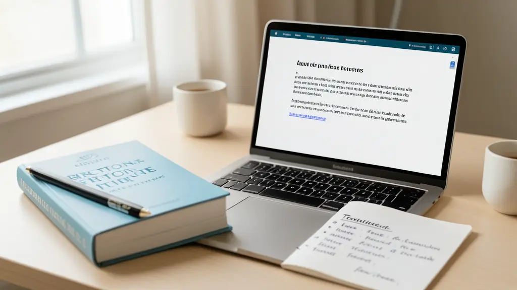 Bureau de traducteur avec un dictionnaire breton-français et un ordinateur portable affichant un texte bilingue