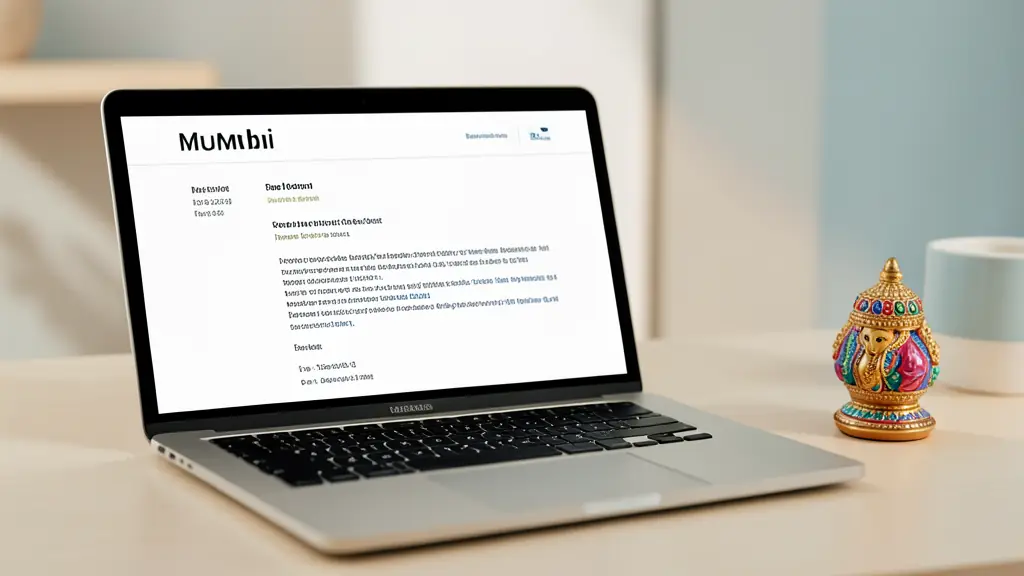 Écran d'ordinateur portable affichant un courriel professionnel avec le nom Mumbai dans le champ d'adresse